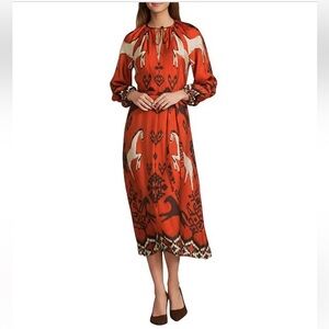 NWT Antonio Melani Victoria Shift Long Sleeve Western Midi Dress